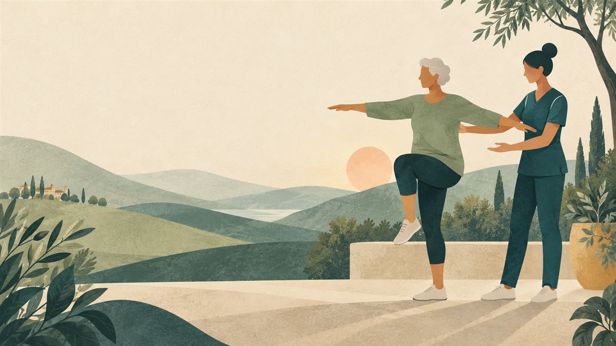 Eine Illustration von Bewegung in warmen, natürlichen Farben.
